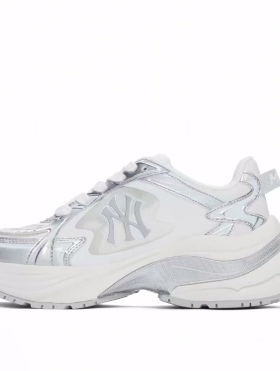 MLB Chunky Jogger 时尚亮面低帮 休闲跑步鞋 男女同款 白色