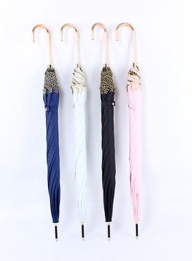 超甜美绣花五角星刺绣黑胶全遮光直杆长伞遮阳伞晴雨伞淑女日系伞