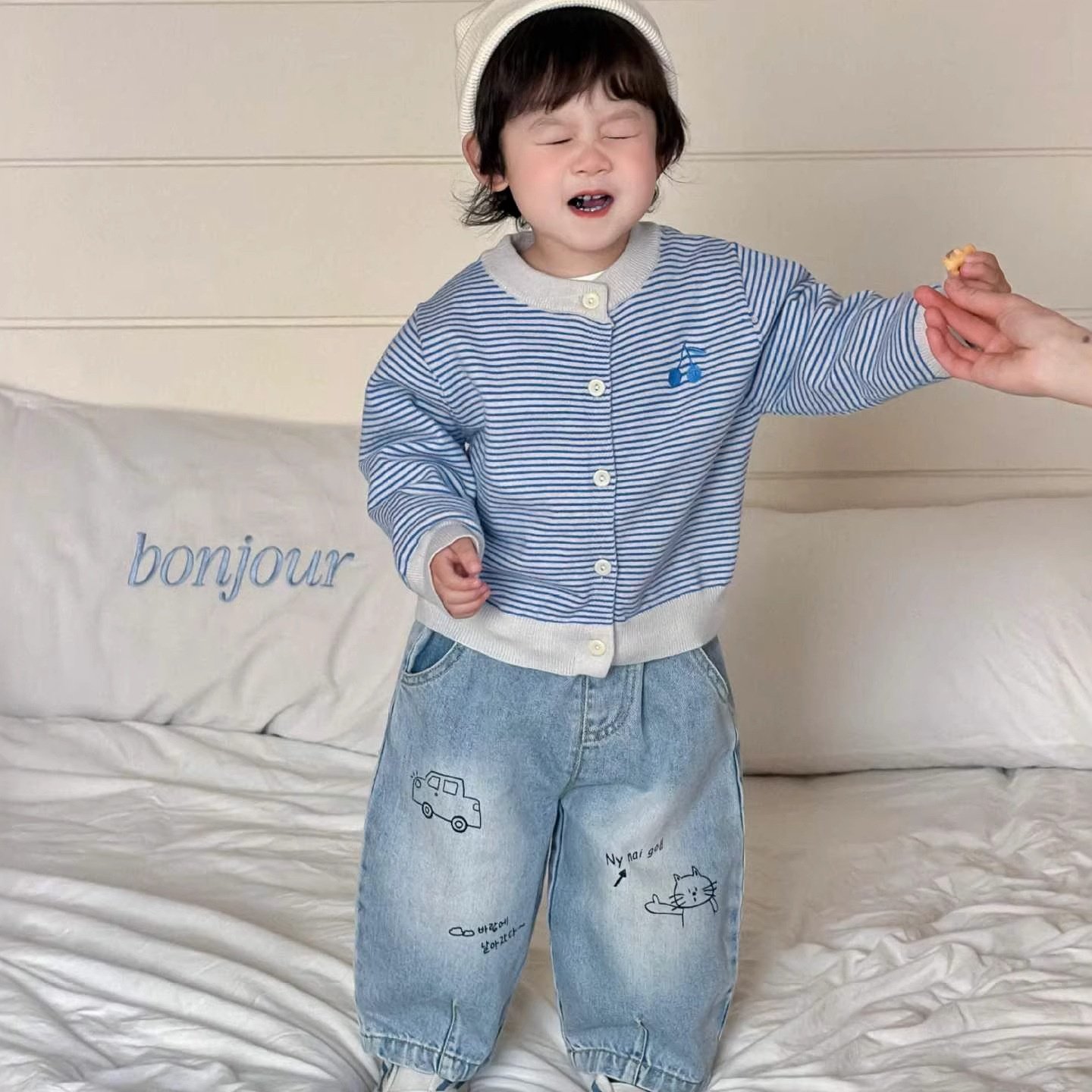 宝宝春装2026新款韩版童装儿童春季衣服男童条纹针织衫牛仔裤套装,童装/婴儿装/亲子装,儿童牛仔裤,淘宝优惠券,粉丝福利购,淘宝优惠卷