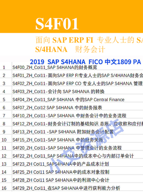 SAP S4HANA FICO模块PA文档 SAP FICO财务与控制模块中文版PA资料