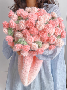 手工毛线diy渐变花束毯子材料包钩织玫瑰毯子变花束创意礼物