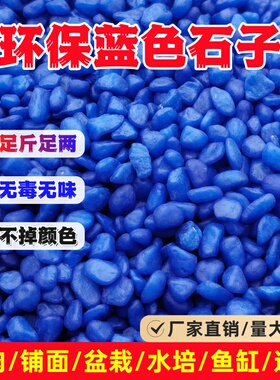 蓝色石子五彩石盆栽铺面石多肉水培鱼缸造景装饰天然七彩石鹅卵石