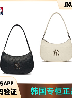MLB 正品NY纽约洋基队字母金属大LOGO饺子包腋下单肩包3ABQS022N