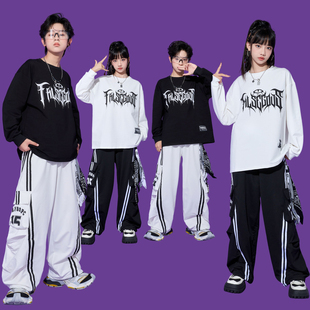 街舞儿童潮服男童嘻哈hiphop宽松演出服套装女童运动会秋冬表演服