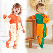 婴儿爬行服宝宝爬爬服拖地连体哈衣防脏擦地罩衣拖把服装 春秋冬季