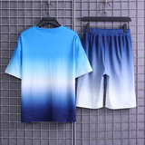 2021新款夏季短袖套装男士韩版潮流渐变套装爆5013-TZ50-P40，男装休闲套装，星座1105