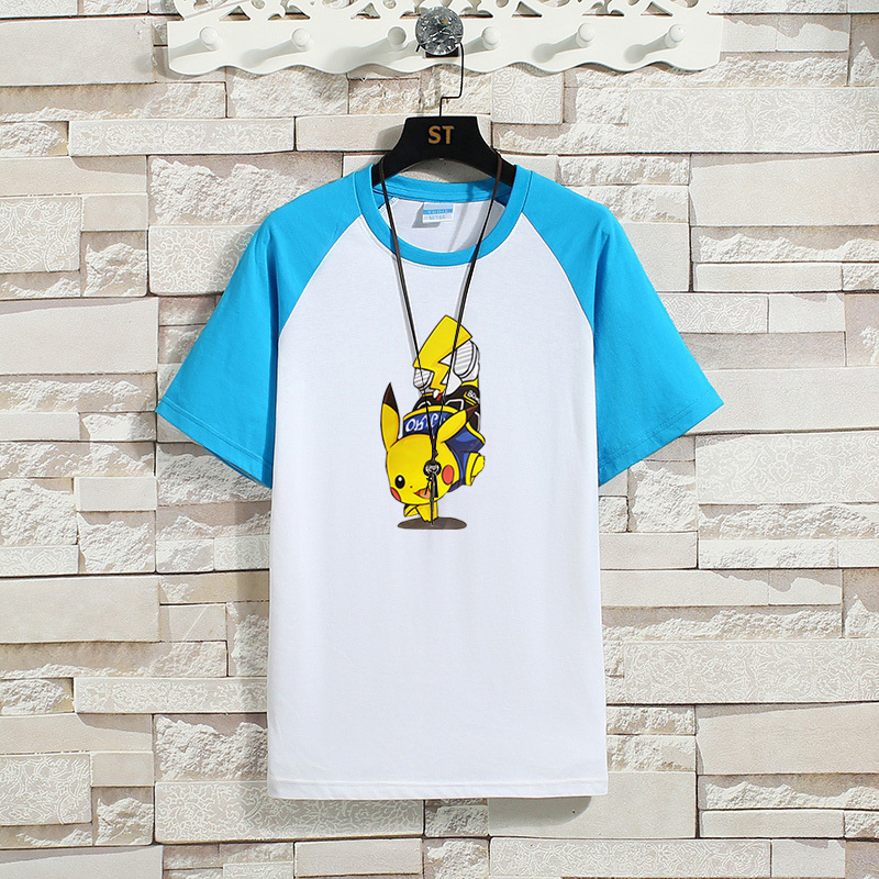 New short sleeve T-shirt for men's stitching and color contrast