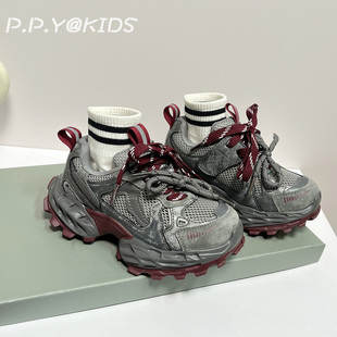 夏季儿童单网鞋2026新款女童老爹鞋薄款网面透气男童运动鞋中大童