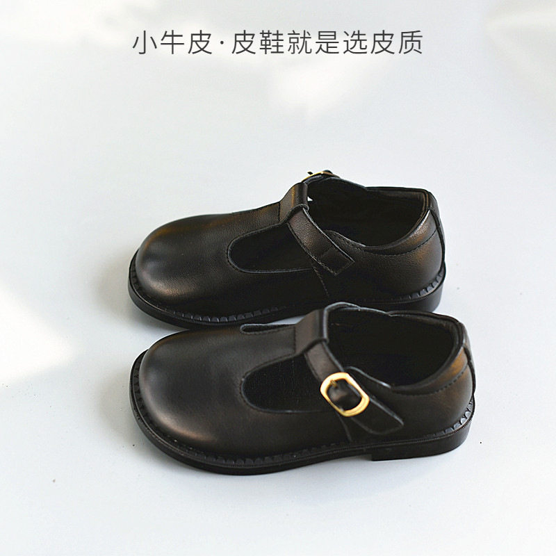头层小牛皮女童高端皮鞋