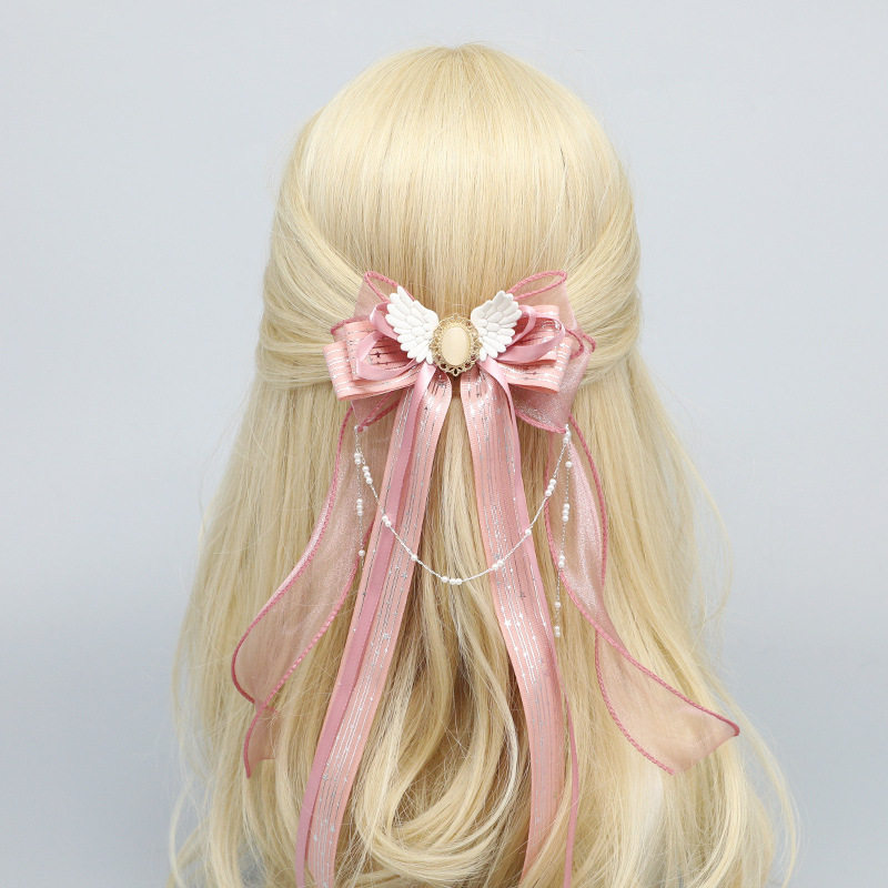Lolita发夹纱带华丽藕粉色边夹猫眼石配饰小物手工蝴蝶结纱发夹,饰品/流行首饰/时尚饰品新,民族风发饰,淘宝优惠券,粉丝福利购,淘宝优惠卷