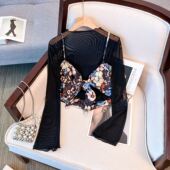 设计感小众防晒长袖 新款 两件套上衣 百搭2025夏季 网纱t恤吊带时尚