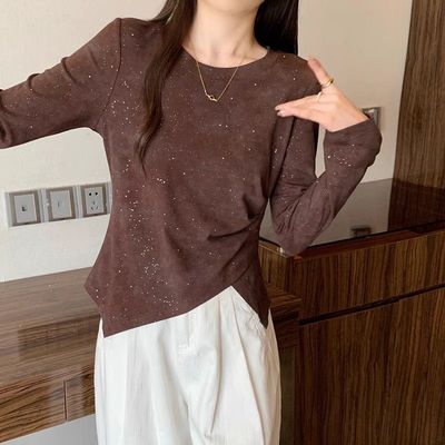 大码女装设计感不规则开叉长袖