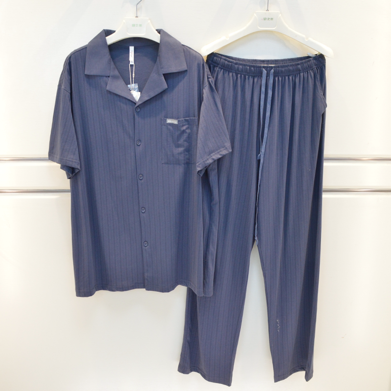 妮可雅男夏丝光棉短袖家居服套装