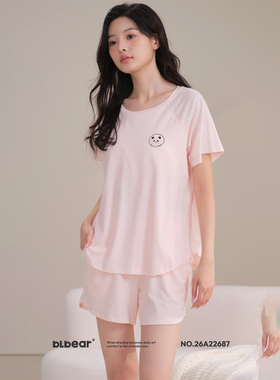 佰伦熊睡衣夏季薄款女士弹力针织莱赛尔短袖短裤可外穿青年家居服