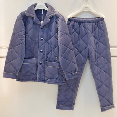 安之伴睡衣2024冬季男士贝贝绒三层加厚珊瑚绒夹棉保暖家居服套装