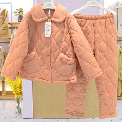 安之伴睡衣冬季女士三层加厚夹棉纯棉梭织时尚保暖青年家居服棉袄