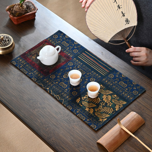 中式加厚茶垫拼布印花双面茶席