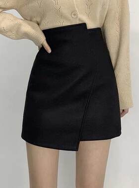 半身裙春秋新款毛呢a字女高冬天