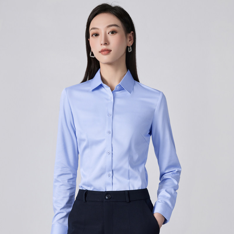 职业内搭打底衬衣女2024秋装新款银行职员工作服正装长袖衬衫上衣