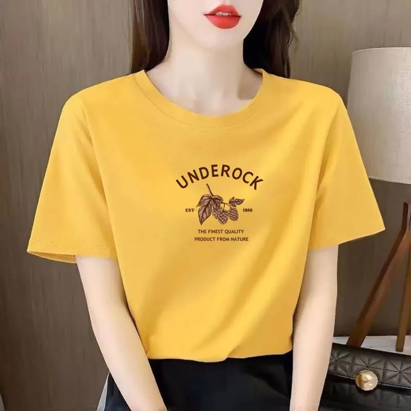 纯棉短袖T恤女2025年新款夏季宽松百搭减龄圆领印花时尚遮肉显瘦t,女装/女士精品,T恤,淘宝优惠券,粉丝福利购,淘宝优惠卷