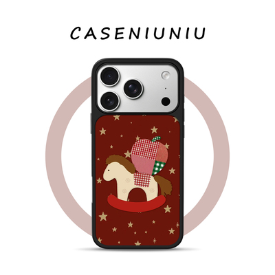 新年红色摇摇木马适用苹果手机壳磁吸iPhone17promax新款16星星15日韩Iins文艺14小众高级感13马年手机壳防摔