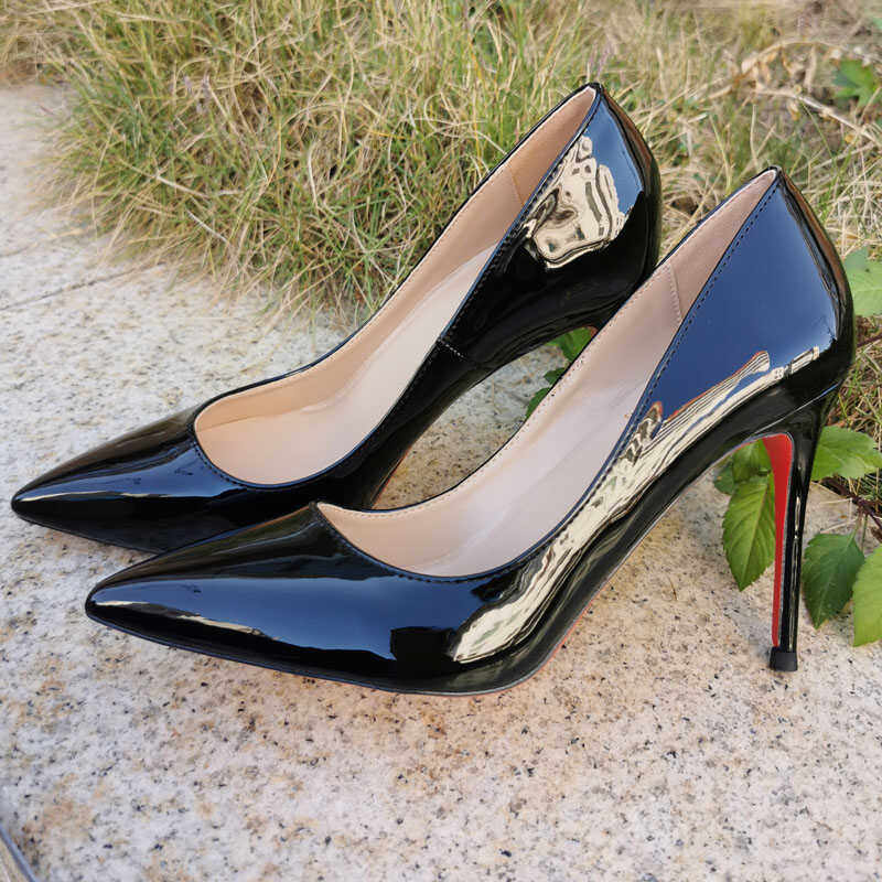 10cm尖头高跟鞋细跟浅口女鞋2024年欧美新款性感床上红底鞋CL单鞋