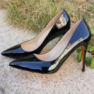 10cm尖头高跟鞋细跟浅口女鞋2024年欧美新款性感床上红底鞋CL单鞋