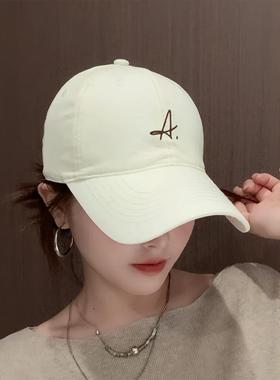 2025新款A字母刺绣夏季薄款遮阳软顶棒球帽显脸小男女百搭宽帽檐