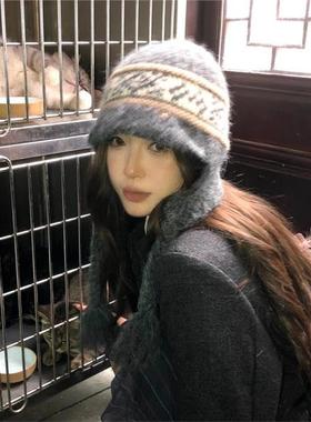 小众设计百搭毛线帽子秋冬保暖防寒针织帽韩版街头时尚套头帽女潮