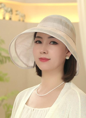 夏季大帽檐出游灯罩防晒帽显脸小可扎高马尾可折叠百搭遮阳空顶帽