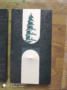 宜昌天然塔白塔寺镇江阁老照片装饰壁挂画古建筑皮革材质玄关壁画