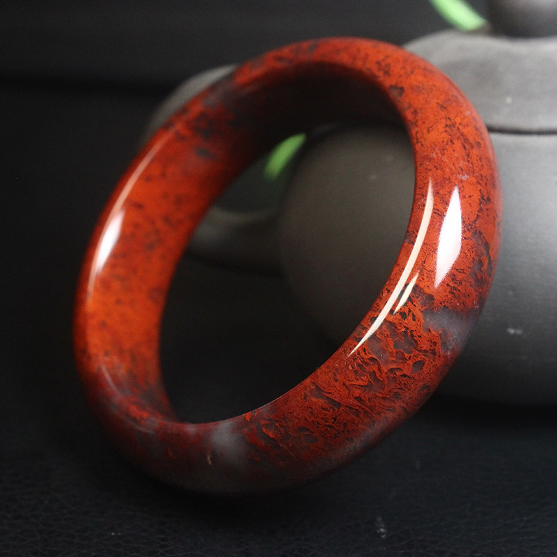 正品桂林鸡血玉手镯大红袍鸡血石手镯纯天然玉石带证书