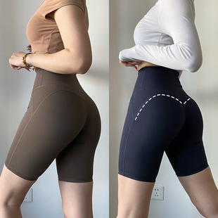 收腹提臀瑜伽短裤免穿内裤高腰跳操运动四分裤跑步健身裤普拉提