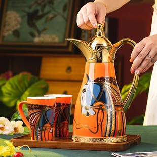 爱玛家热水瓶家用暖瓶暖壶中古风开水瓶软装摆件茶壶气压式保温瓶
