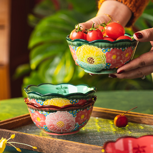 酸奶波兰出口手绘甜品碗碗碗高颜值碗沙拉饭碗米陶瓷早餐彩釉下彩