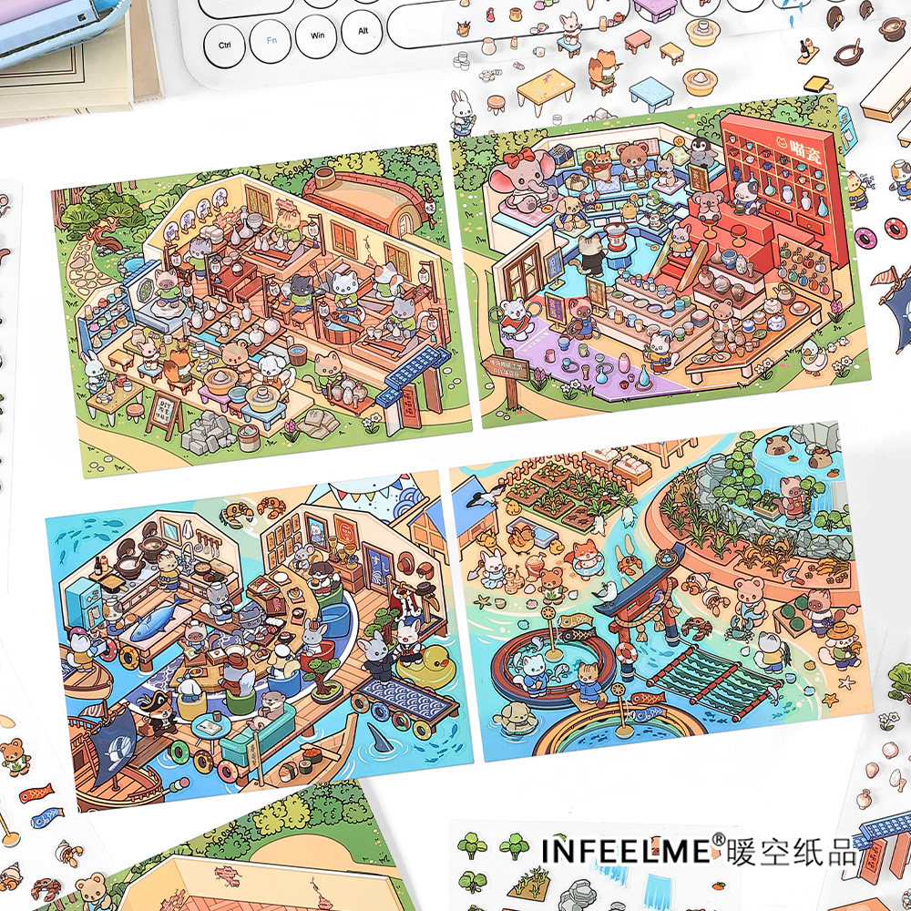 InfeelMe暖空今日营业中第八弹系列拼贴解压微缩场景2.5D造景贴纸,文具电教/文化用品/商务用品,贴纸/立体贴纸,淘宝优惠券,粉丝福利购,淘宝优惠卷
