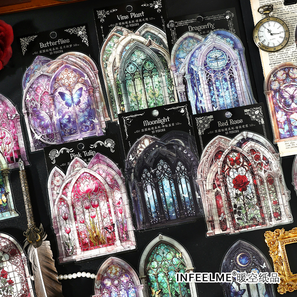 InfeelMe暖空 庄园秘境系列diy手帐装饰哥特风大尺寸PET贴纸包
