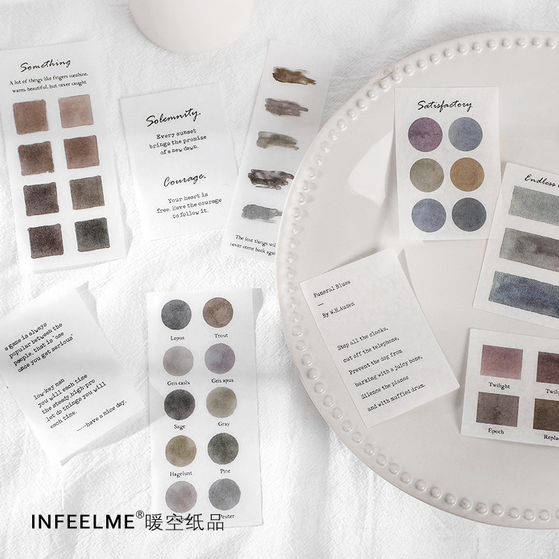 infeelme暖空流光霞蔚文艺文字词汇色彩diy色块标记手帐装饰贴纸