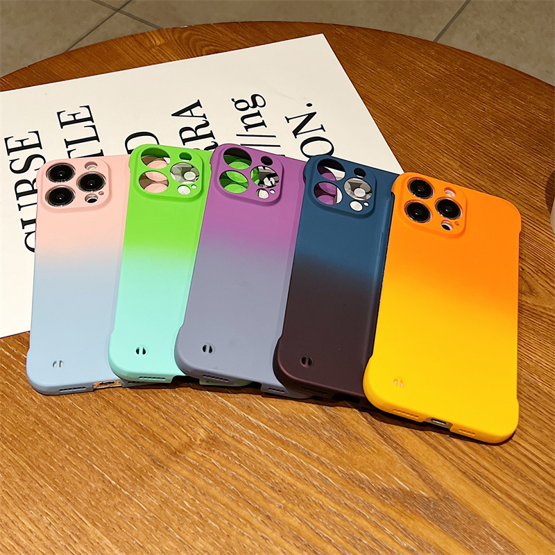 适用iphone14promax苹果15手机壳12男女款11简约13pro半包硬壳x/xs/xr超薄7/8plus渐变晕染双色肤感无边框16