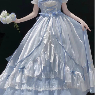 出租飞行日记原创辛德瑞拉在逃公主裙浅蓝色长款生日聚会成人礼