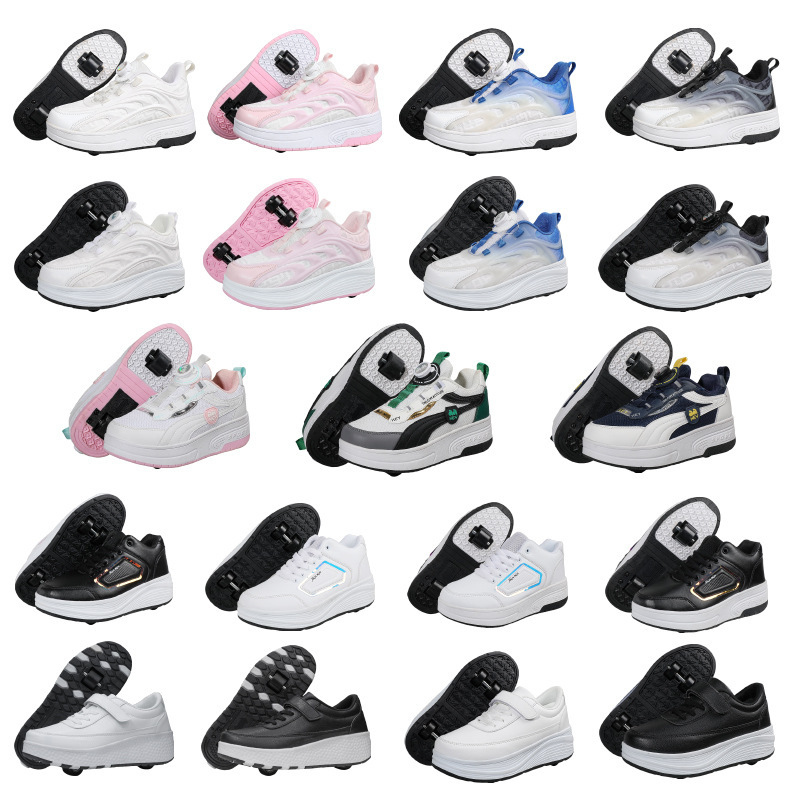 四轮变形暴走鞋儿童自动滑轮鞋男女学生隐形溜冰鞋成人代步轮子鞋