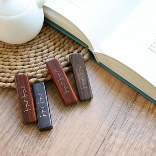 嵌银丝紫光檀木上上签DIY钥匙扣汽车挂件吊坠木牌把玩无事牌饰品