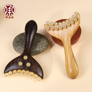 承善堂檀木羊角美人推按摩梳面部多功能按摩梳子刮痧推拿全身通用