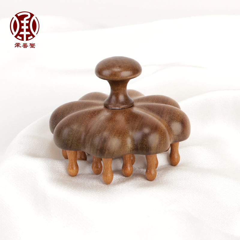 承善堂金丝檀木荷花经络按摩梳子