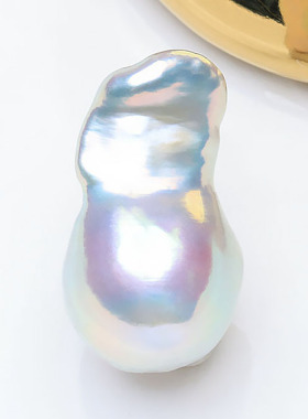 【极光蓝血小巴】9MM天然淡水巴洛克珍珠白色冷光银蓝精选散珠BTD