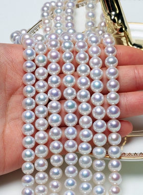 【天女光】天然淡水AK珍珠极光天花板白亮滑皮半成品链约40cm SDZ
