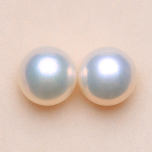 8mm馒头珠国货之光毕业级天花板配对无暇极光淡水无核背后半孔BRR