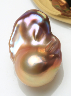 【小巴清仓】14MM天然淡水巴洛克珍珠极光牛油果鱼尾炫巴捡漏 BNR