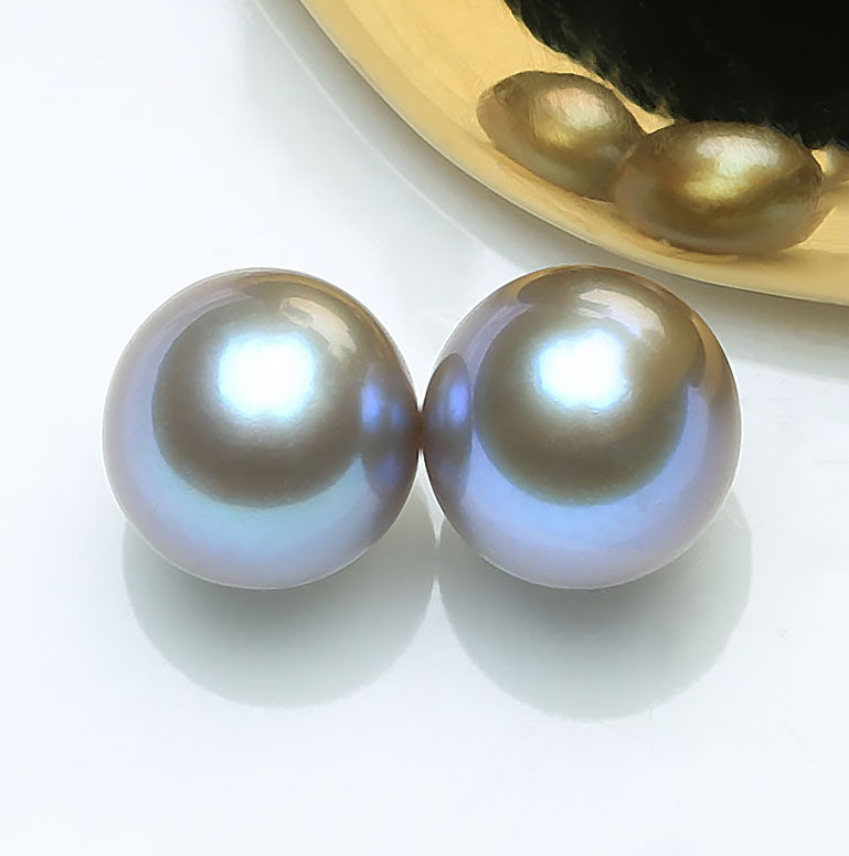 天然淡水珍珠真多麻铂金灰5A极光