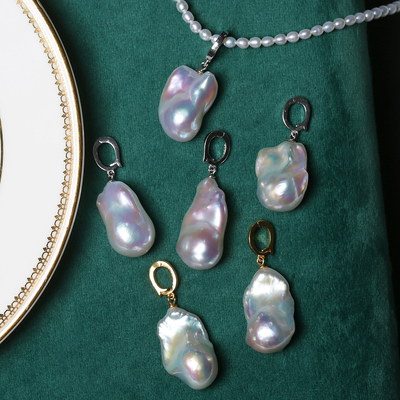 天然淡水巴洛克珍珠吊坠精选纯银